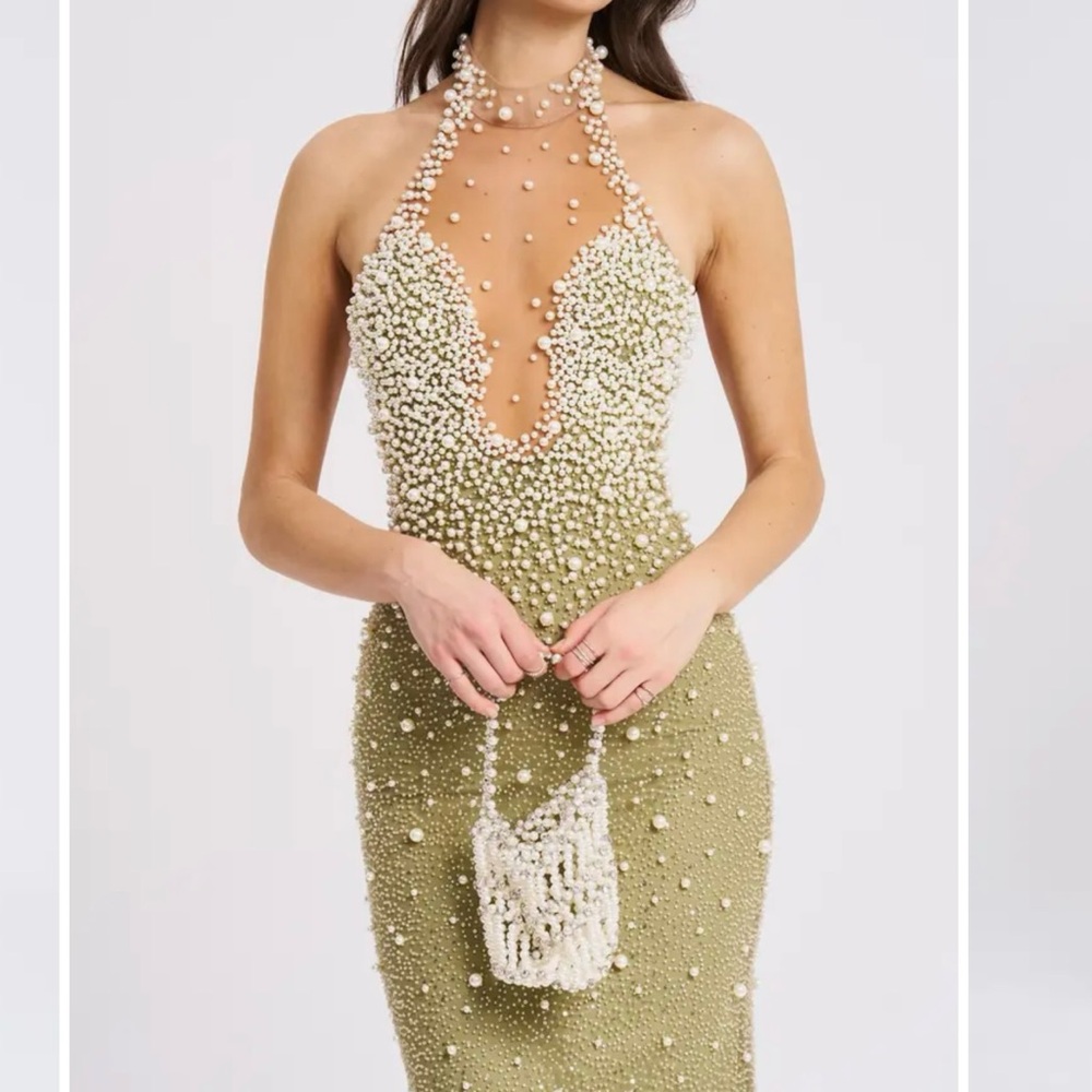 Miss Circle Ginny Pearl Embellished Backless Gown - Picture 3 of 9